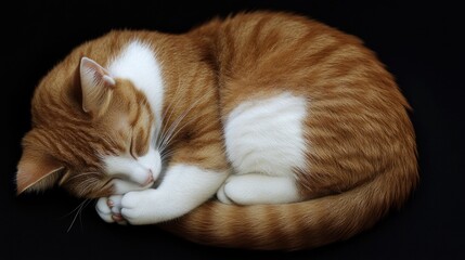 Aufkleber - A domestic cat curled up asleep on a background