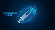© Lokithi - Preventive care concept with futuristic syringe and glowing digital elements on dark background, emphasizing innovation in immunization. Suitable for medical campaign and vaccination awareness