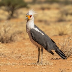 Poster - A bird stands alone in the desert landscape