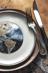 Poster - A decorative plate featuring a map of the world