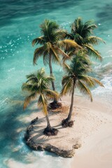 Aufkleber - Two palm trees sit atop a sandy beach