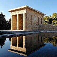 Poster - A building's reflection in a calm pool of water