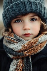 Sticker - Little Girl Wearing Hat and Scarf