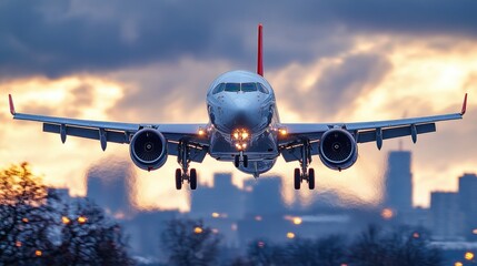Wall Mural - a commercial airliner soaring above the clouds, suitable for travel or aviation-themed projects