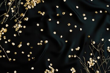Poster - A bunch of white flowers arranged on a black fabric, perfect for creative projects or as a decorative element