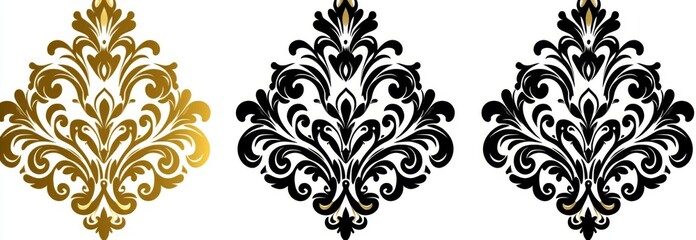 Poster - Wallpapers with a Baroque influence. Smooth modern backgrounds. A selection of colorfully decorated floral designs. Graphic motifs ideal for fabric, wallpaper, and packaging. Luxurious Damask-style