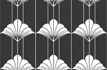 Poster - The design incorporates a geometric pattern with lines on a seamless modern background, featuring a white and black texture. This graphic modern pattern takes the form of a simple lattice.