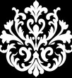 © Maxim Borbut - Floral design element in the form of a damask graphic ornament, presented in a contemporary black and white pattern.
