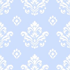 Poster - A seamless modern background adorned with a flower geometric pattern in white and blue. Suitable for fabric, wallpaper, and packaging, this design makes a striking decorative print.