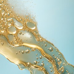 Aufkleber - A close-up view of a liquid with bubbles on a blue background, great for science or technology-related projects