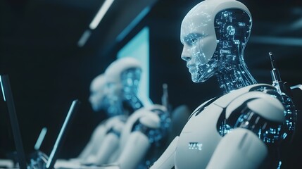 A photo of a group of developers debugging a software application with AI-powered tools.