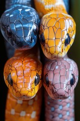 Aufkleber - A close-up view of a snake's head on a stick, perfect for use in reptile-related contexts or as a symbol