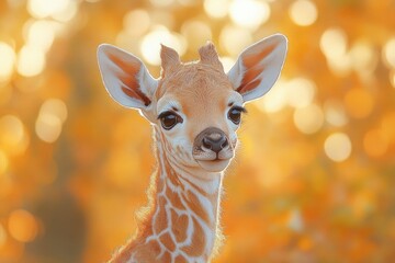 Aufkleber - Close-up shot of a giraffe's face with trees in the background