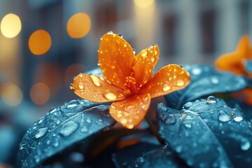 Aufkleber - a detailed view of a flower with tiny water droplets glistening on its surface, perfect for using as