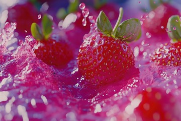 Poster - Strawberry with Water Droplets