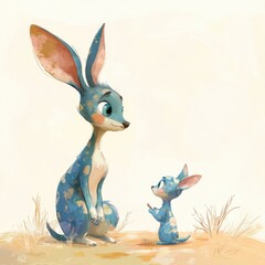 Poster - Two rabbits sitting together on the grassy ground, enjoying each other's company