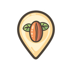 Poster - A stylized illustration depicts a coffee bean inside a location marker, signifying a coffee shop location.