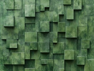 Wall Mural - Close-up of green wall with squares