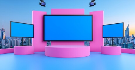 Poster - this high-resolution background for tv studio chat set 2 was created using 3ds max-vray software and