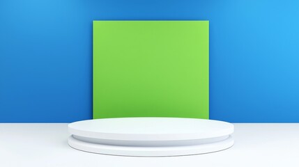 Poster - a 3d-rendered news studio featuring a blue background, designed for use in green screen or chroma ke