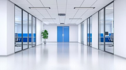 Poster - An unfocused office scene, blurred in the background, hyper-realistic stock photo.
