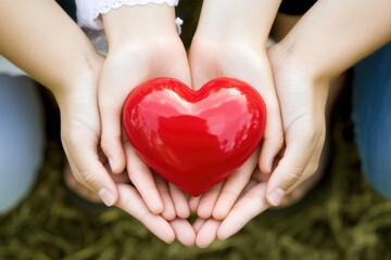 Aufkleber - Two people embracing and holding a red heart together