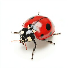 Aufkleber - A single red and black ladybug sits on a white surface, waiting to be discovered