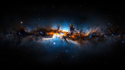 Wall Mural - a black and orange galaxy with a blue center