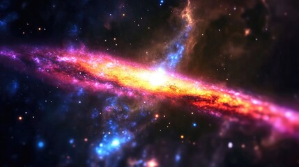 Aufkleber - A vibrant galaxy with stars and a bright central disk