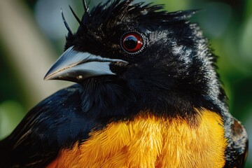 Poster - A close-up view of a bird's eye, featuring bright red irises