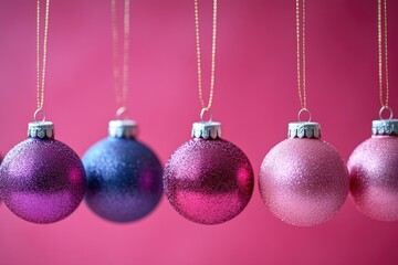 Poster - A row of Christmas ornaments hanging from a string, perfect for decorating the tree or mantel