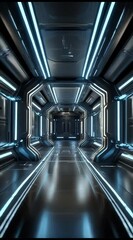 4k animation overlay interior concept sci spaceship design fi video modern architecture virtual seamless looping futuristic corridor background science fiction spacecraft footed blue cabin