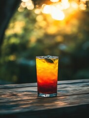 Wall Mural - Wooden Table with Drink