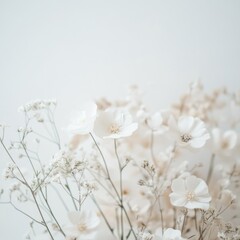 Poster - A vase filled with white flowers sits atop a table