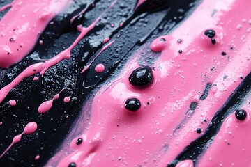 Poster - A close-up shot of a pink and black decorated cake, perfect for use in food or celebration photography