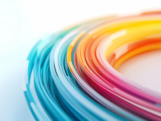 Poster - A vibrant swirl of colored wires or threads creates a visually appealing pattern, showcasing a gradient of hues from blue to orange.