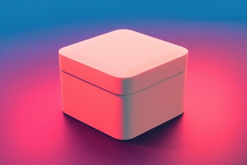 Poster - A square, pale pink box sits on a vibrant pink and blue gradient background.