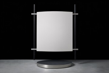 Aufkleber - A minimalist, freestanding display stand with a curved white panel, perfect for showcasing products or information.