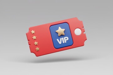 Aufkleber - A 3D rendered red VIP ticket with golden stars, symbolizing exclusive access and premium experience.