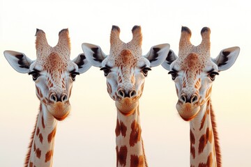 Poster - A group of giraffes standing side by side, showcasing their unique bond