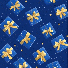 Poster - A blue background with gold bows and stars, perfect for your next project