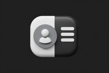 Fototapete - 3D icon depicting a user profile with menu options, clean and minimalist design.