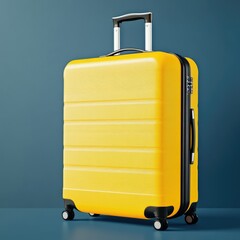 Poster - A bright yellow suitcase sits on a flat surface, ready for travel or storage