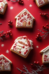 Poster - Red table with cookies and icing