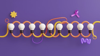 Poster - Interconnected light bulbs symbolize a network of ideas, innovation, and collaboration, fostering creativity and progress.