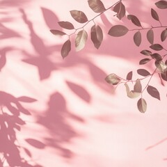 Poster - Shadow of a plant on a pink wall with textured surface