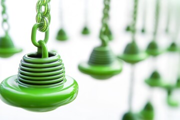 Aufkleber - A row of green lights hangs from the ceiling, providing soft illumination