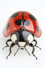 Poster - Close-up view of a ladybug sitting on a white surface