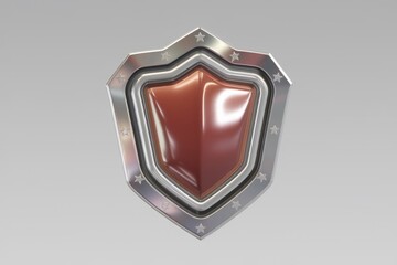 Aufkleber - A metallic shield with a red center, adorned with stars, symbolizes protection and security.