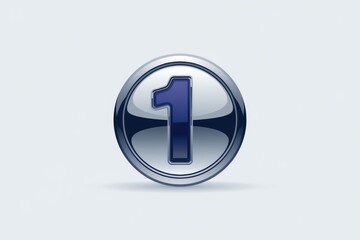 Poster - A metallic circular button displays the number one in a dark blue hue.